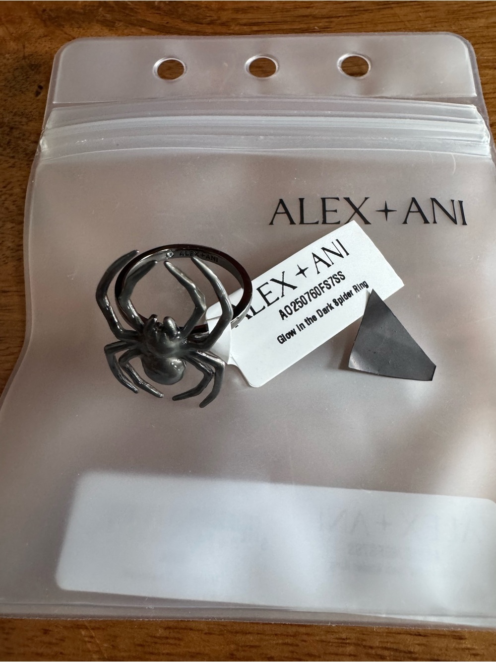 Alex and Ani Dark Metallic Spider Ring with Glow Accent